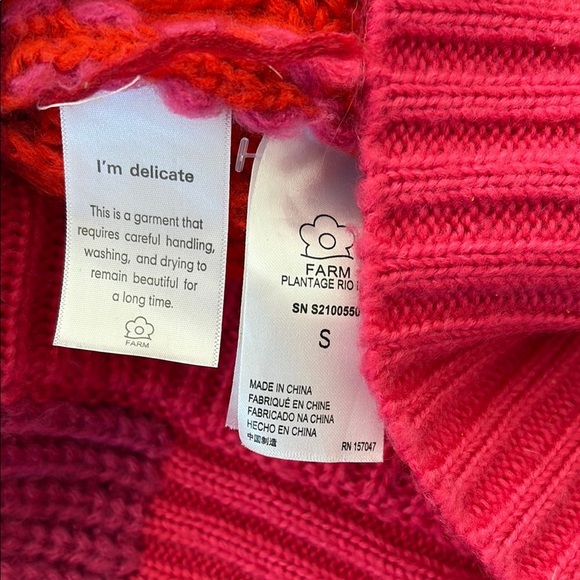 Farm Rio Striped Maxi Cardigan Red Pink Button Ribbed Acrylic Monochrome S - Picture 3 of 4